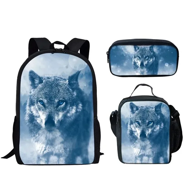 Animal Wolf 3D Printing Backpack, Student School Backpacks, Laptop Backpack, Lunch Bag, Pencil Case, Popular Harajuku, New,