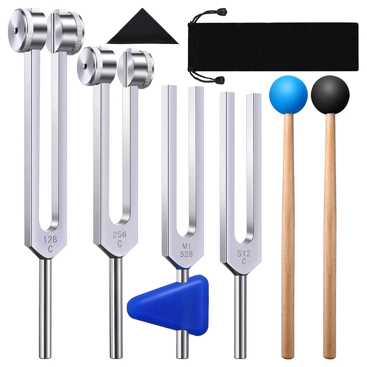 A04I 20 Pack Tuning Fork Set(128 Hz,256 Hz,512 Hz,528 Hz)with Tuning Fork Hammer for Sound Sound Vibration Tools