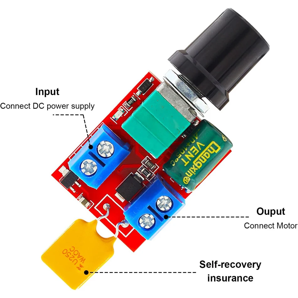 4pcs DC Mini Motor PWM Speed Controller Small LED Dimmer 5A 90W 3V 6V 12V 24V 35V Speed Control Switch 5A 90W PWM image 6