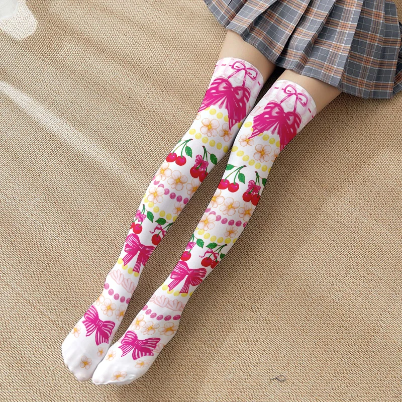 Japanese Sweet Mori Lolita Thigh Stockings Cute Angel Unicorn Kawaii Loli Soft Girl Over The Knee Stockings Halloween Role Play