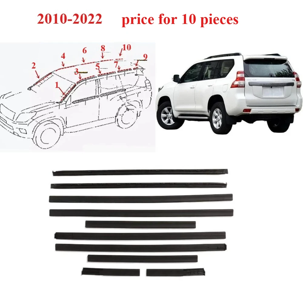 10 Pcs Roof Sink Rubber for Toyota LC150 2010-2022 75551-60120 Weatherstrip Seal for Land Cruiser Prado 150 Roof Layering Seal