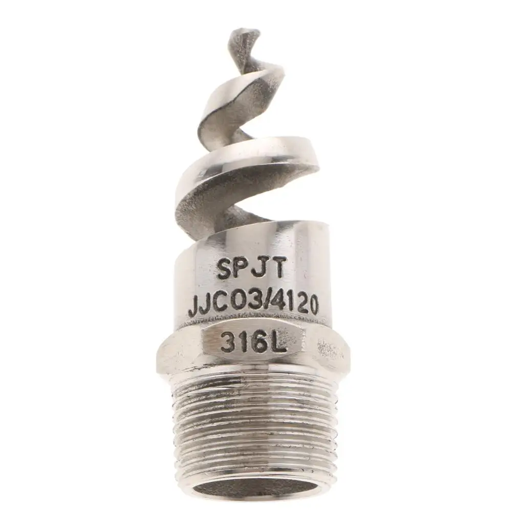 SPJT Spiral Nozzle 316 Stainless Steel 0.75 Inch Sprayer Nozzle Head for Pipeline Dust Removal Wastewater Disposal