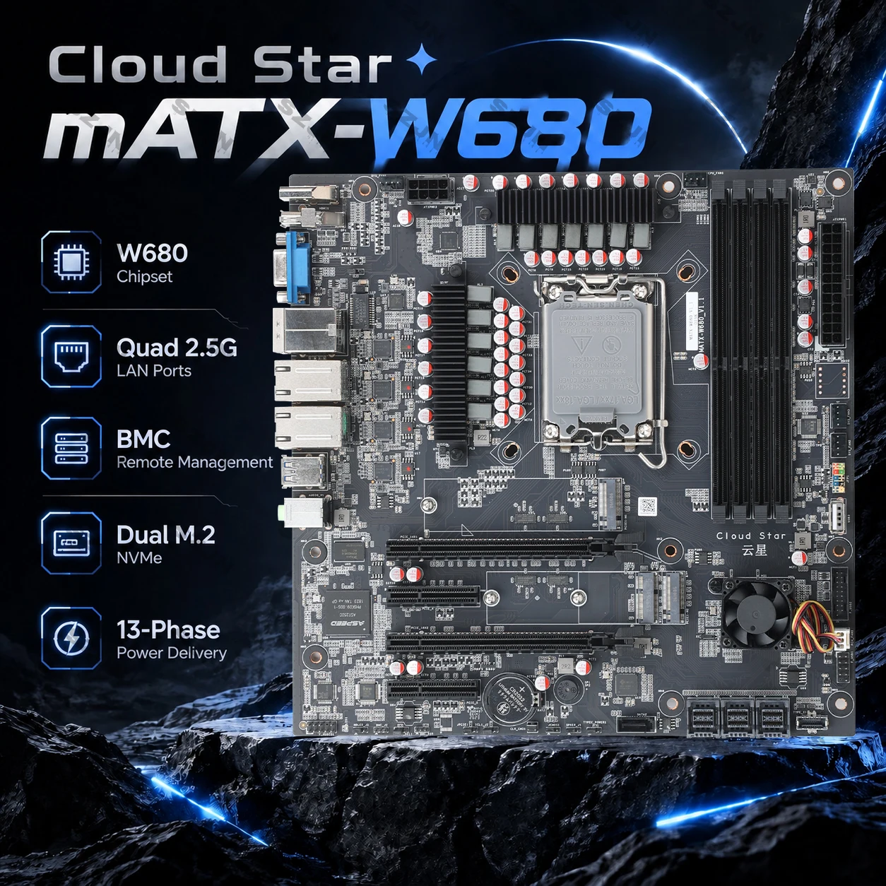 Pc Gaming I7 14Th Gen - Placa-mãe NAS YX-W680 LGA1700 com BMC,