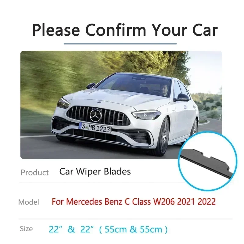 For Mercedes Benz C Class W206 2021 2022 Frameless Wiper Blade Cutter Universal Car Cleaning Front Window Windshield Replacement