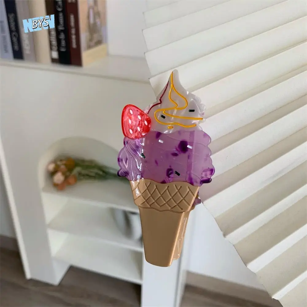 

Cute Strawberry Fruit Cone Hair Claw Popsicle Hairpin Ice Cream Hair Claw Watermelon Geometry Acetic Acid Shark Grab Girls
