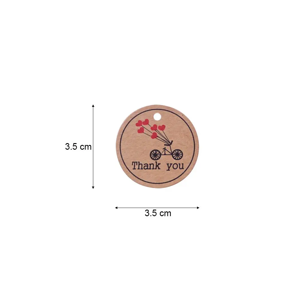 100pcs Kraft Paper Hanging Tags with Round Hole – Blank Back for Wedding Favors, Gift Wrapping & Cupcake Toppers