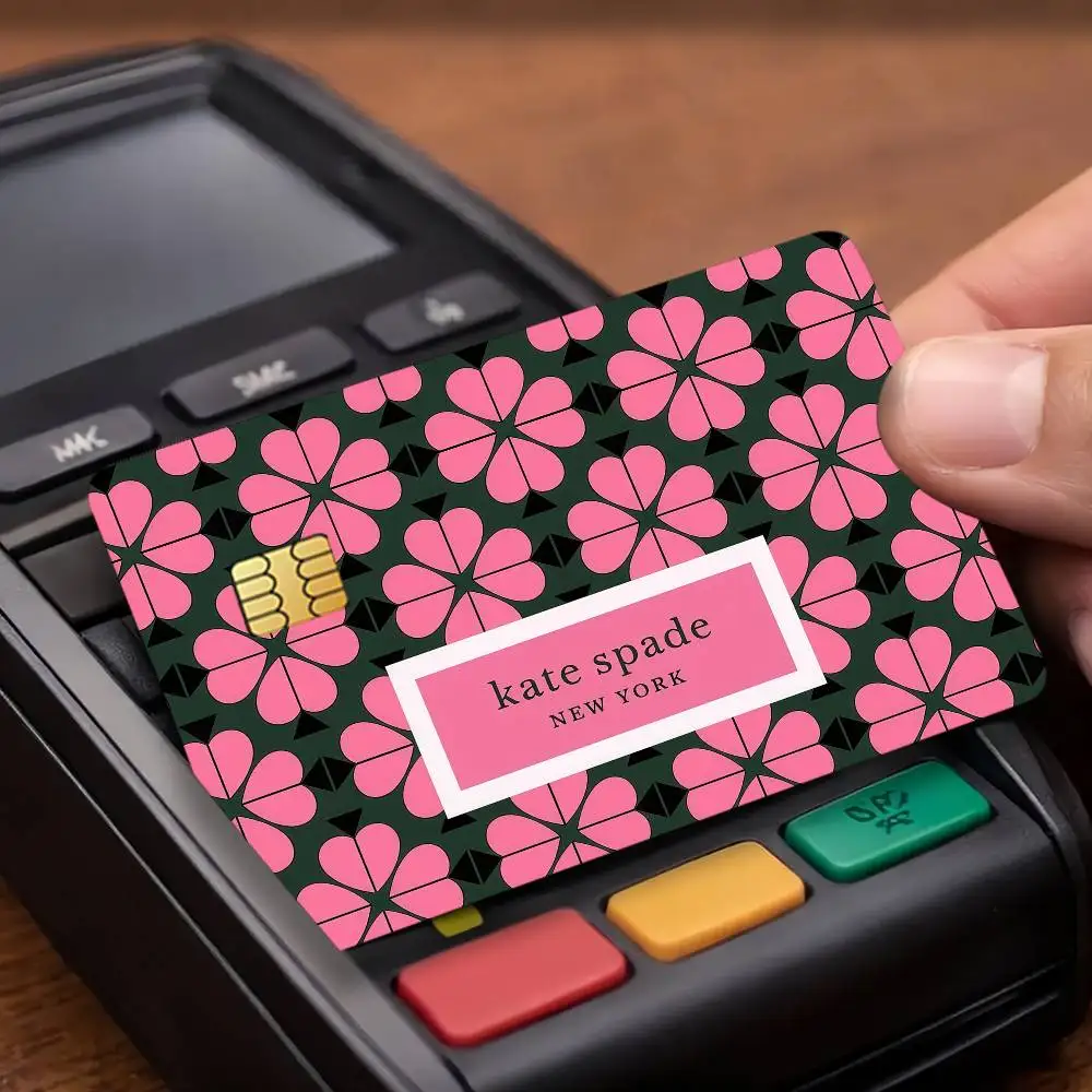 Fashion Art K-Kate Flower SpadeS Credit Card Public Transportation Cards Protective Sticker Waterproof Card Face Decoration 4PCS