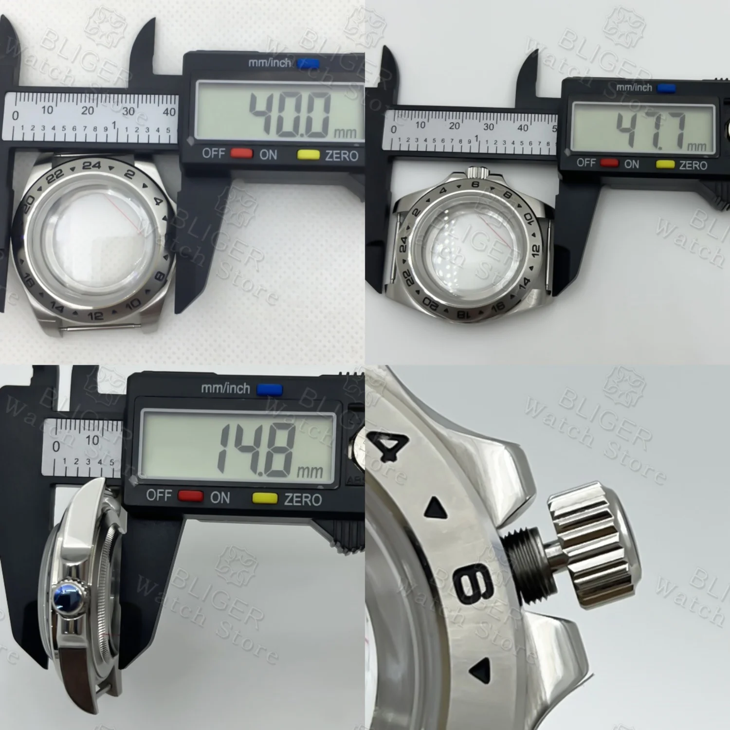 40mm Explorer 2 시계 케이스 스테인레스 스틸 24시간 고정 베젤 돔 유리 NH34 NH35 NH36 ETA2824 PT5000 무브먼트에 적합