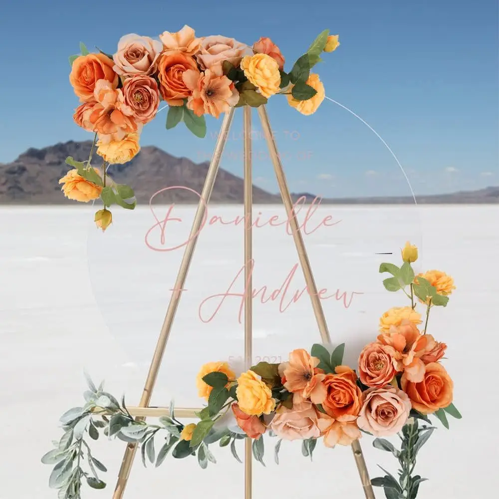 

2pcs Artificial Wedding Hanging Garlands Welcome Sign Background Boho Arch Party Decoration Fake Flowers Store Window Flowers