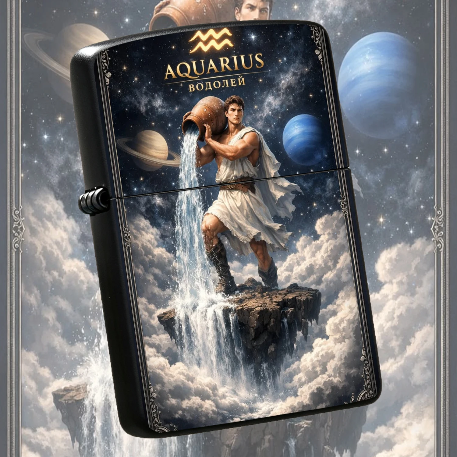 Vintage Art Style Aquarius Themed Portable Lighter, Creative Starry Sky Myth Performer, Suitable For Daily Scenes Like Lighting Scented Candles, Outdoor Camping, Ideal Gift For Friends And Hobbyists For And Daily Use A Humorous And Interest