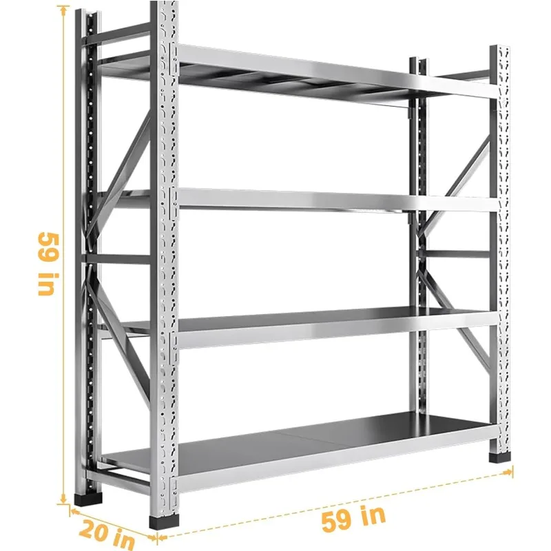 4 Shelf Adjustable Stainless Steel Industrial Storage Rack, 59