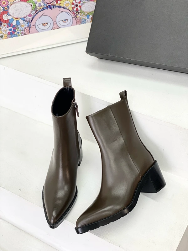 Dave&Di Minimalist Genuine Leather Ankle Boot Women High-heeled Women's Boots Fashion Ladies Commuting Chelsea