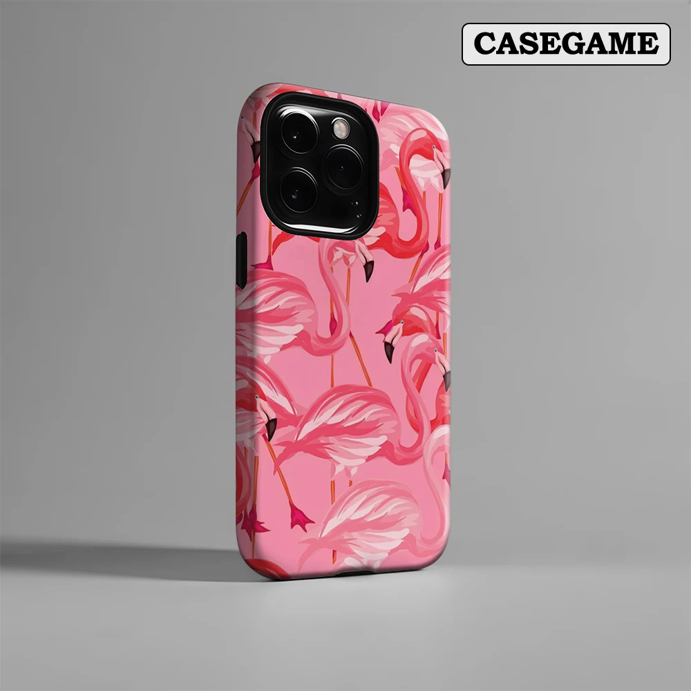 Роскошный чехол для телефона из флока с фламинго для iPhone 17, 16, 15, 14, 13, 12, 11 Pro Max Air Plus, роскошная двухслойная задняя крышка