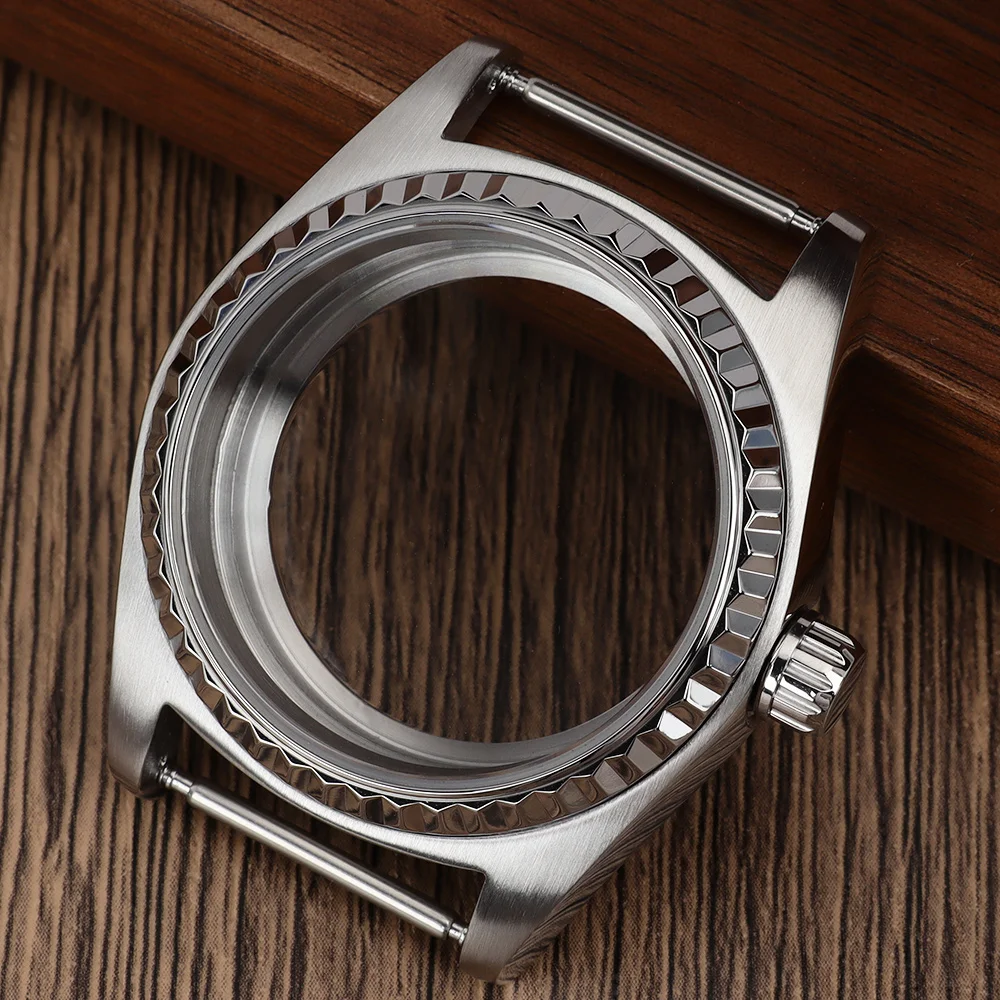 38.5mm Watch Cases Polished Brushed Watch Accessories Screw-in Crown For NH35 NH36 NH34 NH38 4R Movement Repair Assemble Parts