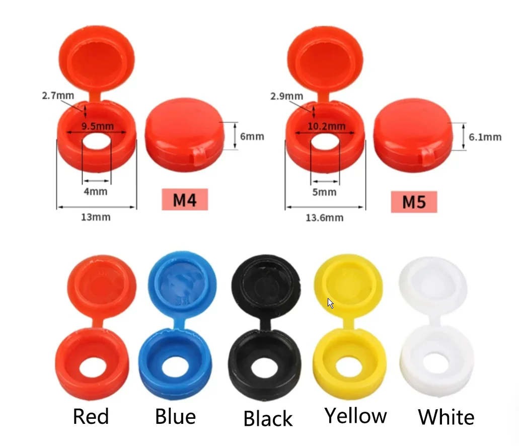 20Pcs M4 M5 Self-Tapping Screw Cover Cap Plastic One-piece Screw Cap Cover Nail Bolts Decorative Cover Screw Folding Covers