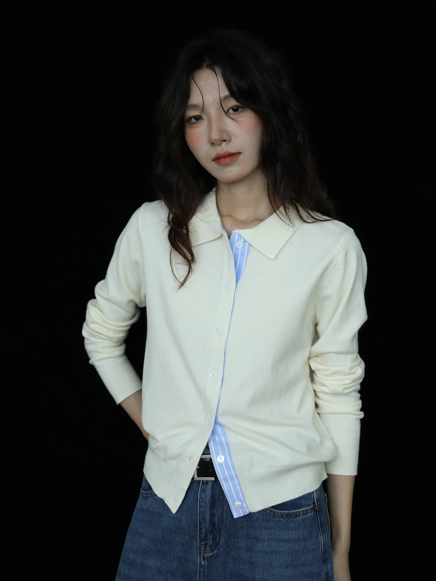 

Early Spring Faionable Soft Knitted Cardigan Long Sve Women's Outerwear Autumn Winter New Sle Simple Versatile Splicin...