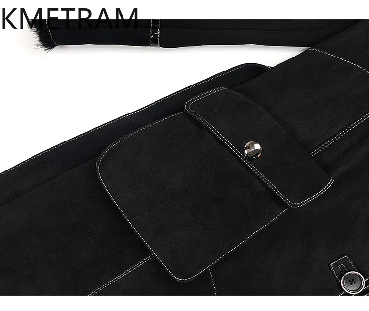 Natural Goatskin Wool Double Faced Fur Jacket Women Luxury Black Long Real Fur Coat Winter Woman Clothing 2025 шуба женская