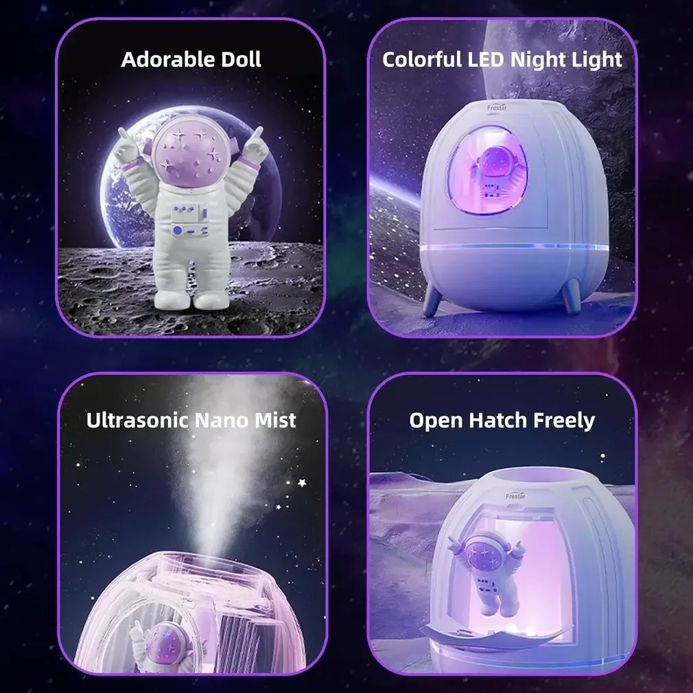 USB Cute 220ML Space Capsule Air Humidifier With LED Light Portable Home Ultrasonic Cool Mist Water Diffuser