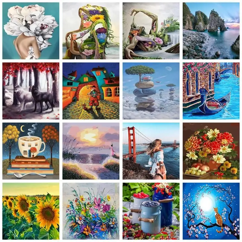

CHENISTORY Paint By Number Flowers Figure Kits Handpainted Picture By Number Drawing On Canvas Home Decoration DIY Gift