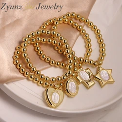 5pcs, Fashion Religious Virgin Mary Mother of Pearl Bracelets for Women Trendy Mother Mary Pendant Cross Catholic Gifts Jewelry