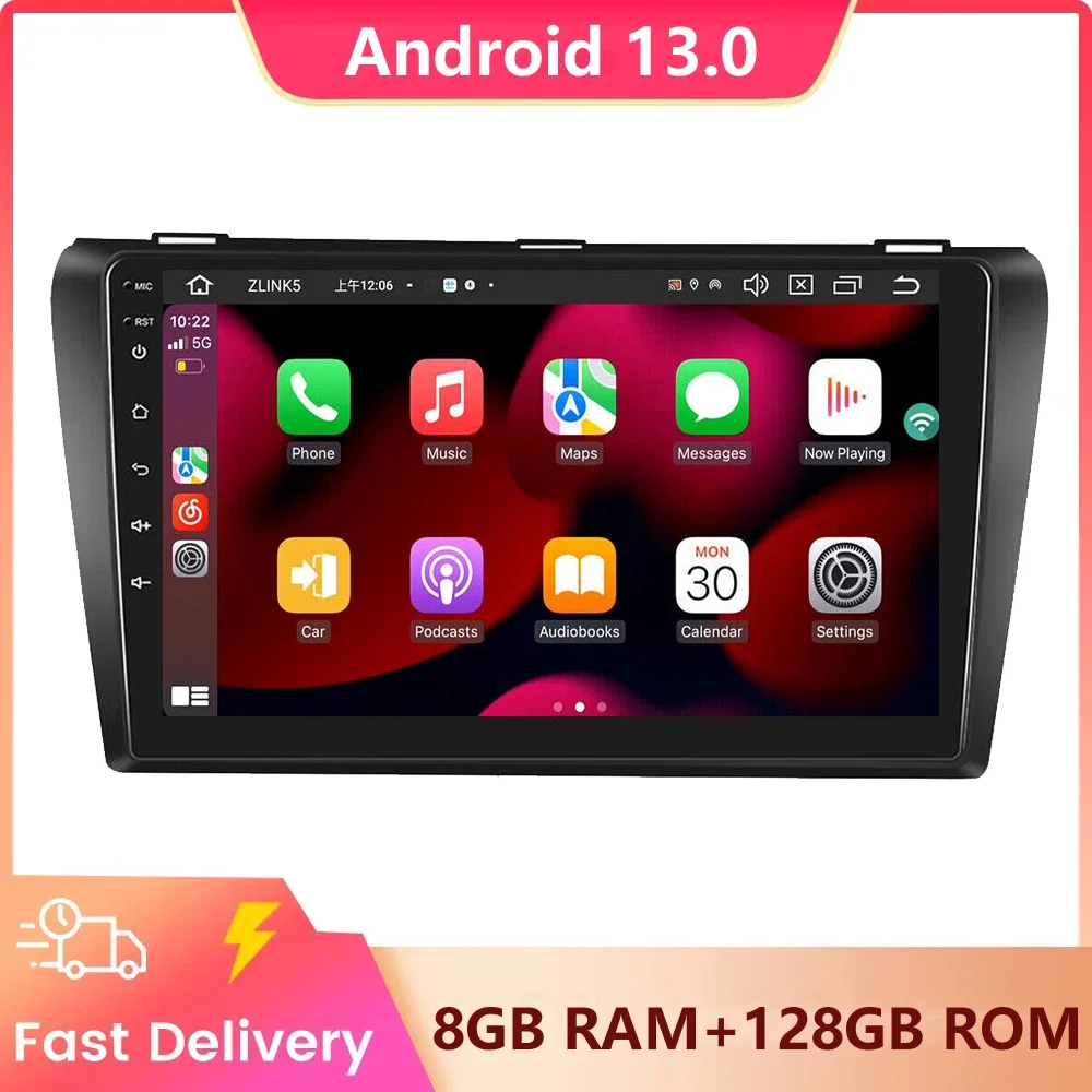 

9" 4G Carplay DSP 2din Android 13 Car Radio Multimedia Player Auto Stereo Navigation GPS For Mazda 3 2004-2009 With BOSE GPS DVD