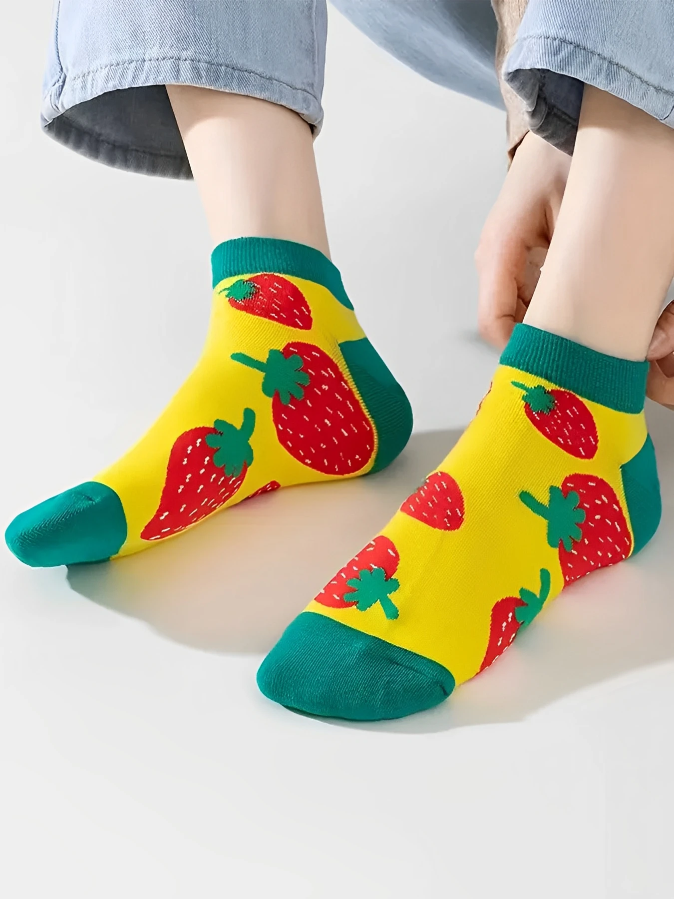 10/15 زوجًا من الجوارب النسائية الملونة المطبوعة بالفواكه للربيع والصيف، جوارب لطيفة غير رسمية بتصميم ممتع، جوارب مريحة #4