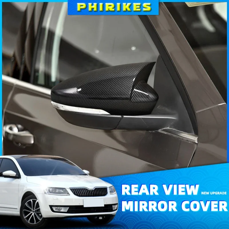 

FOR SKODA OCTAVIA 3 A7 2013-2019 2 PCS ABS PIANO BLACK SIDE MIRROR COVER GLASS PROTECTION CAR ACCESSORIES MODIFIED EKİPMAN