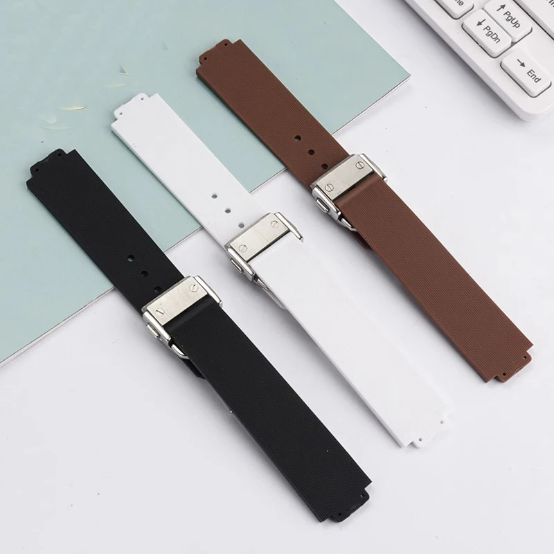 For Hublot Female Women Rubber Strap Quartz Fusion Silicone Watch Accessories Band Wrist Band 18mm watch Buckle 20*13mm