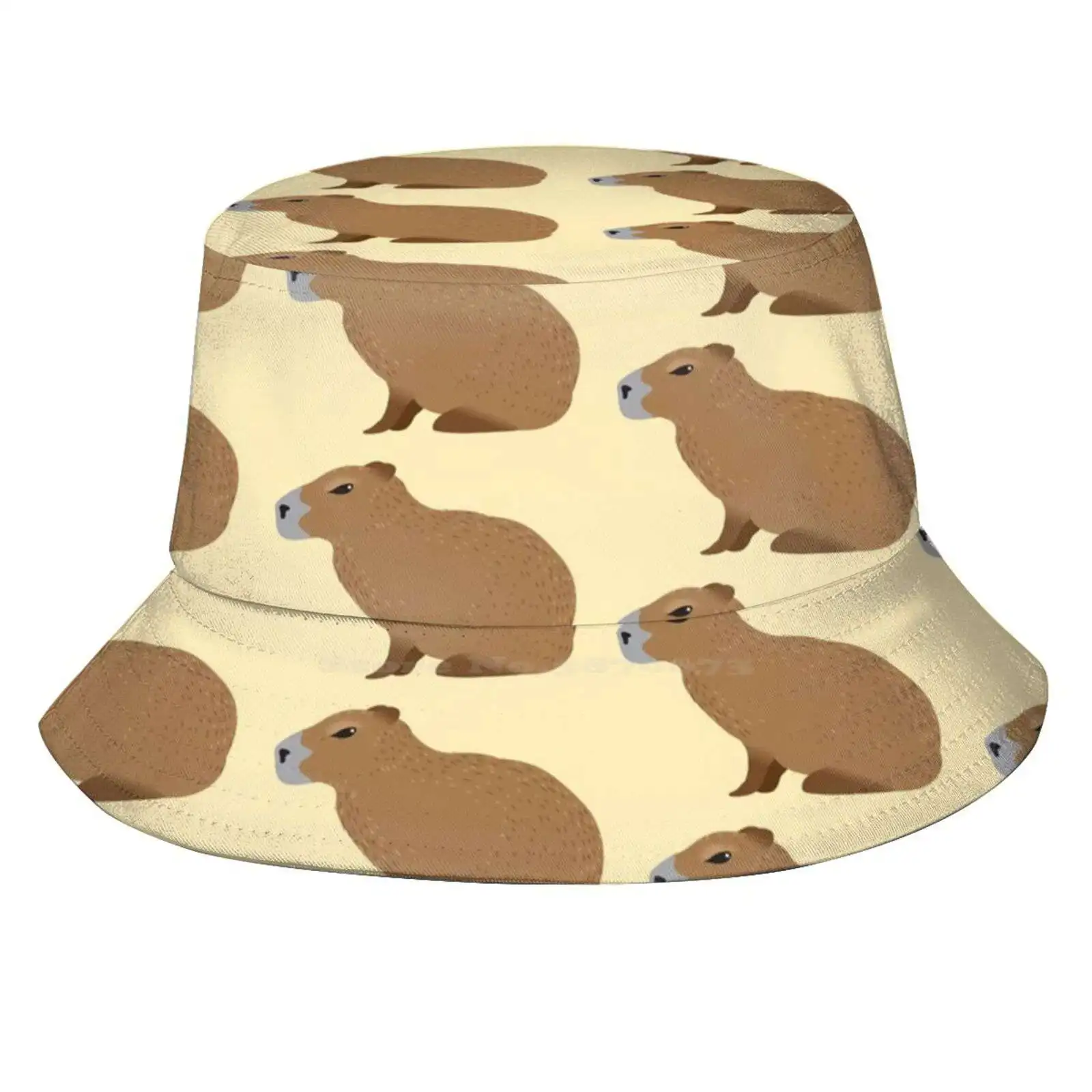 Capybara Sun Cap Fisherman Hat Bucket Hats Jazzydevil Jasmineberryart Jasmine Berry Art Funny Cool Nature Zoo South American