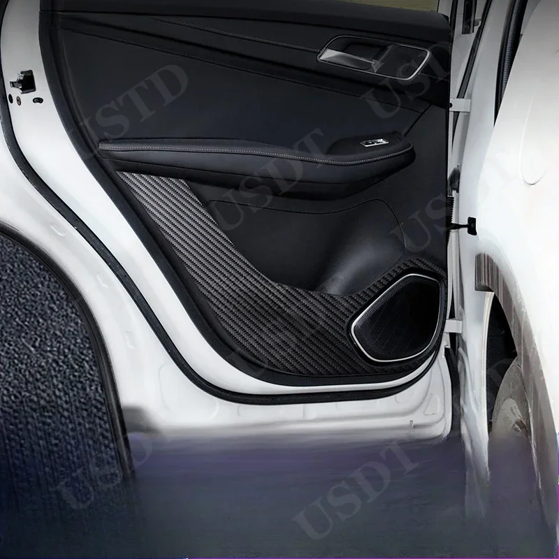 For MG HS EHS PHEV 2020 2021 2022 2023 2024 2025 Leather Carbon Fiber Sticker Door Anti Kick Cover Door Sill Protection Mat