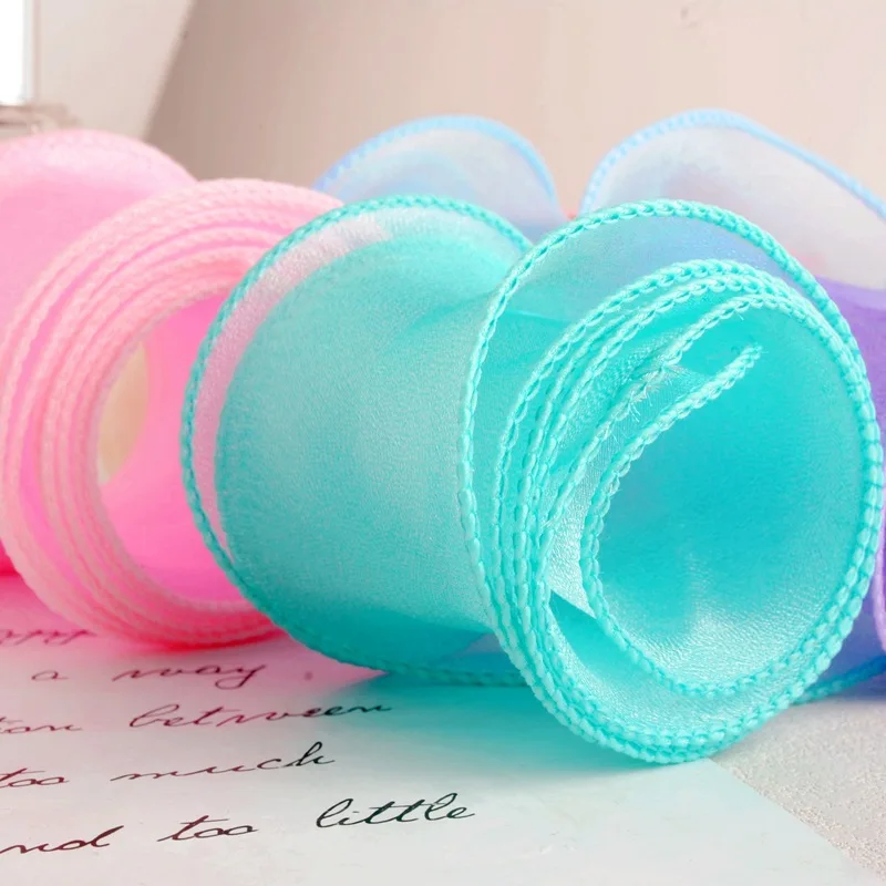 Cinta de organza con borde ondulado nacarado de 6 cm de ancho para lazos de bricolaje, envoltura de regalos, ramo de boda (28 m/rollo)
