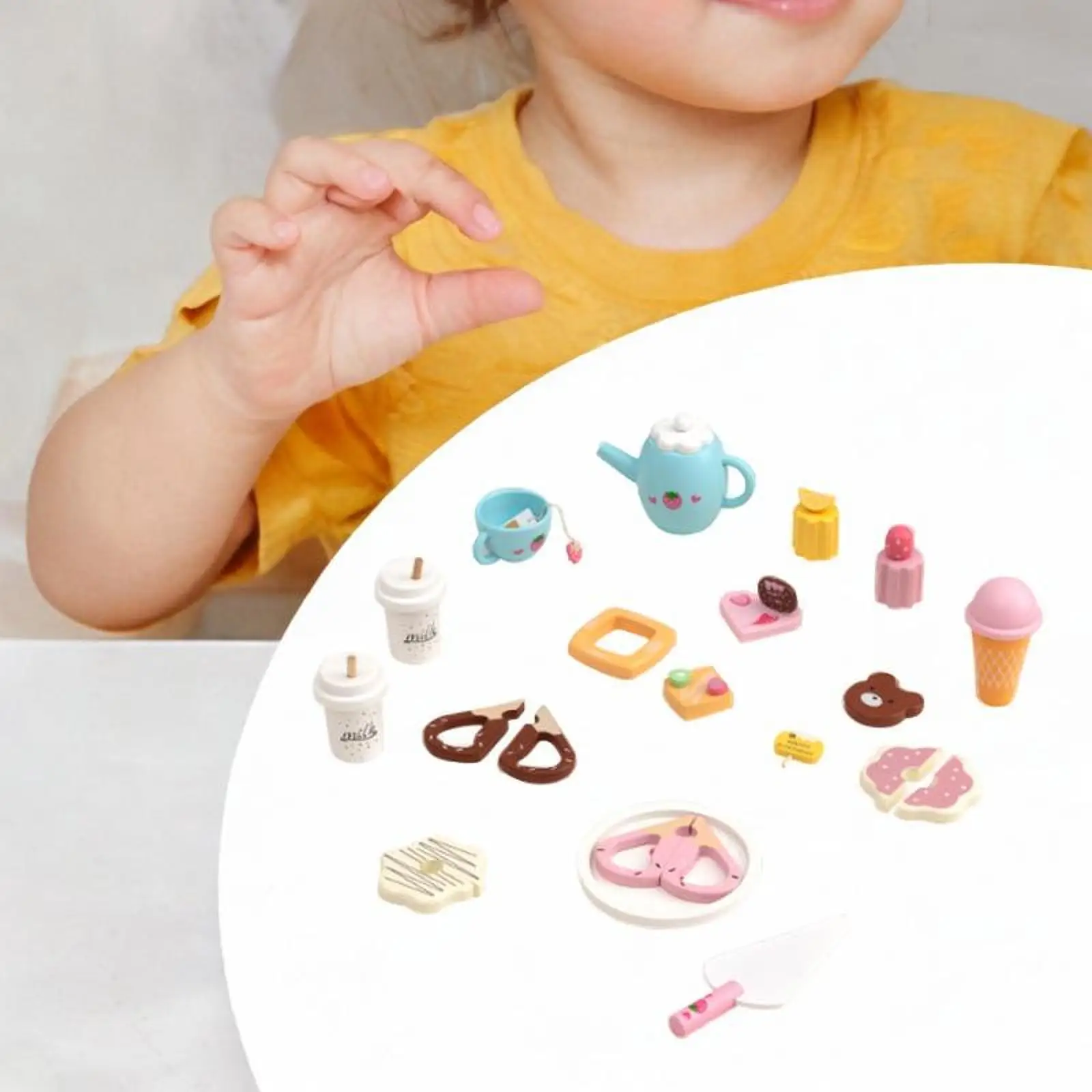 

Kids Tea Party Set Food Play Set Role Play Birthday Gift Educational Wood Kitchen Playset Tea Set Cupcakes Coffee Teapot Cups