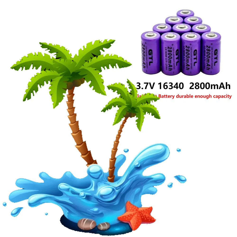 Li-ion 16340 Battery CR123 CR123A Rechargeable Batteries 3.7V 2800mAh for Laser Pen LED Flashlight Camera