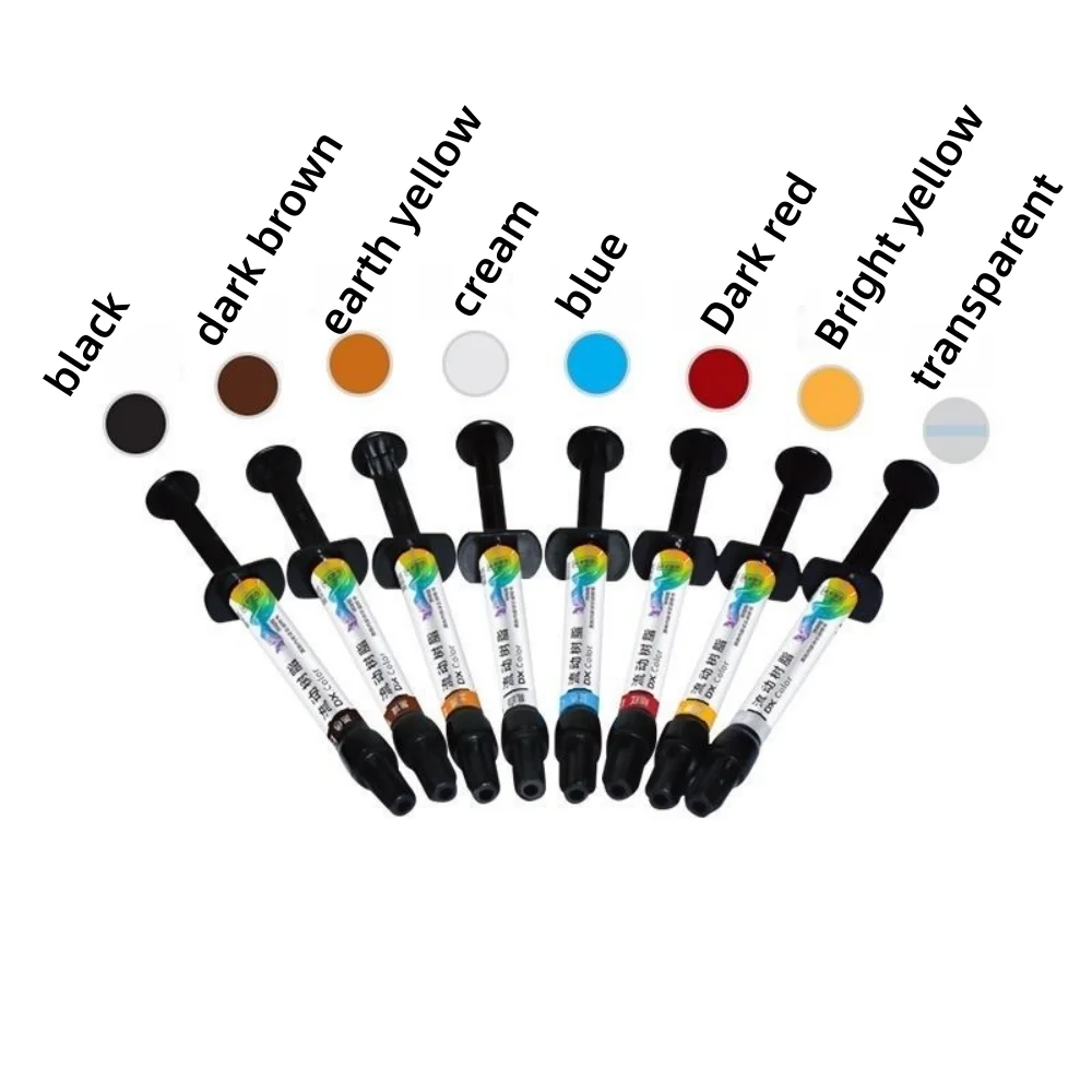 8 Colors Dental Dyeing Resin Color Blocking Suit Flow Resin Oral Cavity Nursing Repair Fill Material Lab Toolsblack