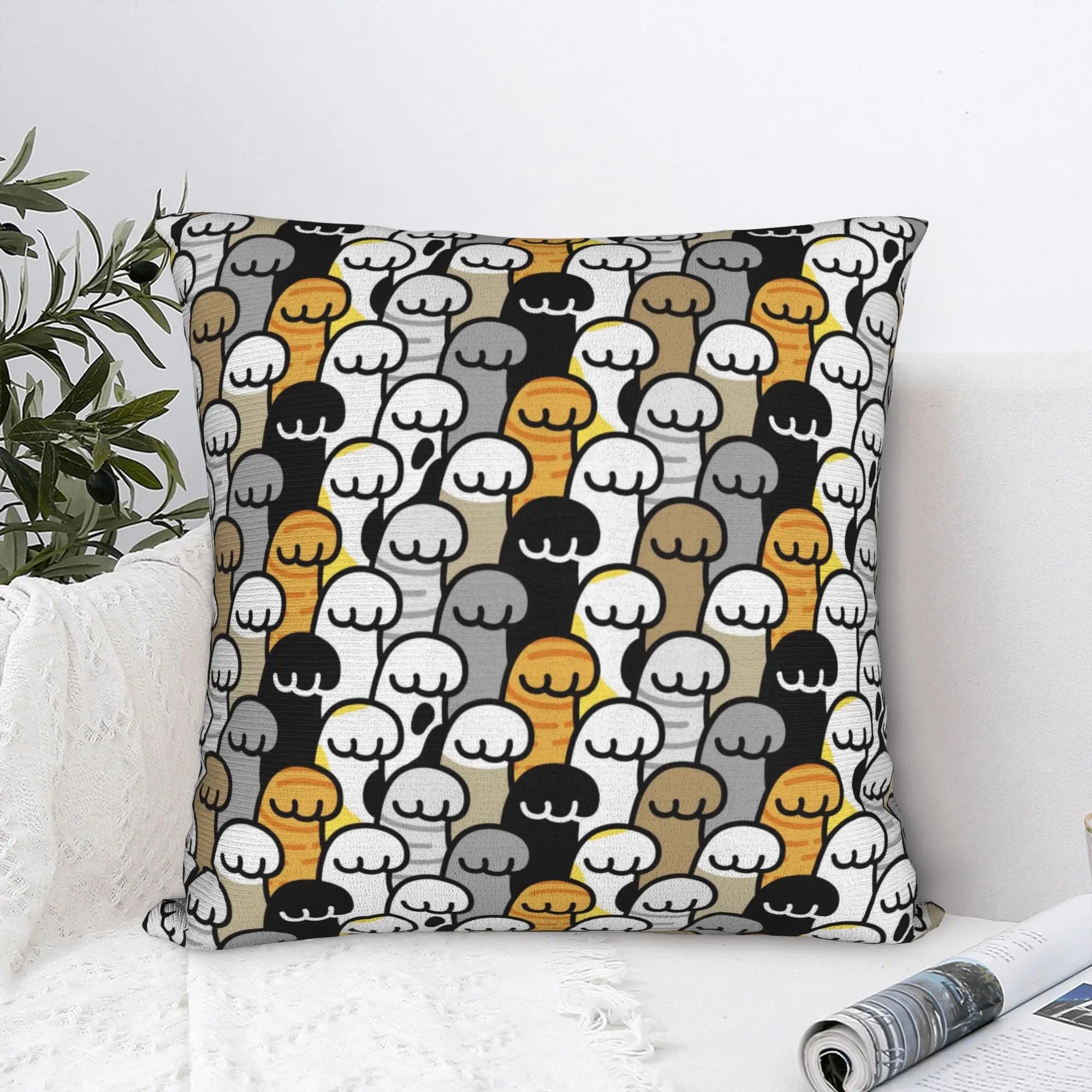 Cat Paw Pillowcase Printed Polyester Cushion Cover Decoration Fruit Throw Pillow Case Cover Home Zippered 40*40cm
