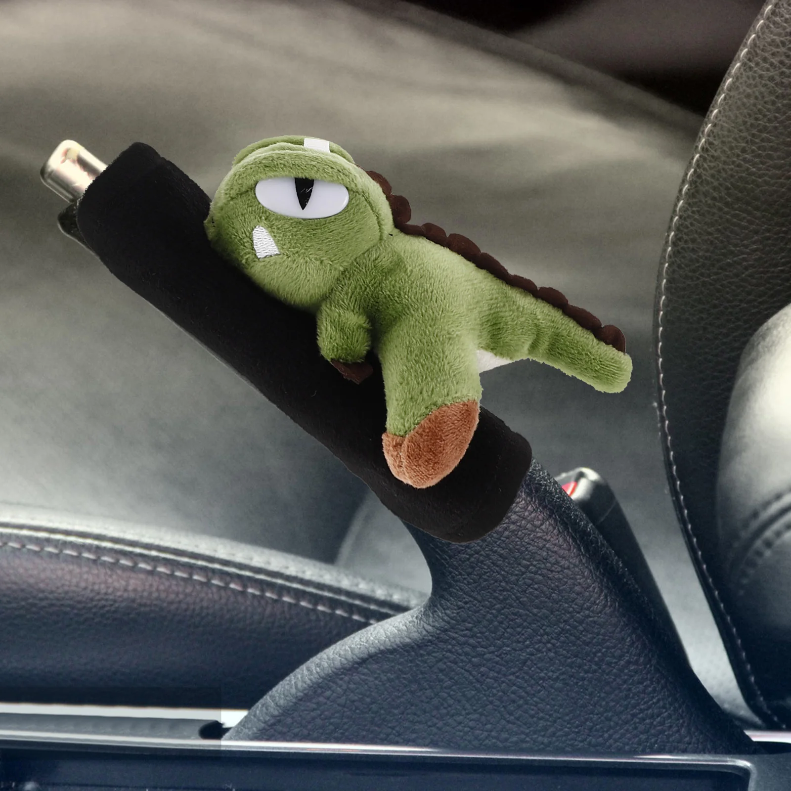 

2Pcs Car Gear Shift Knob Hoodie Cute Dinosaur Cartoon Cover Winter Handbrake Protector Stick Shift Cover Car Interior