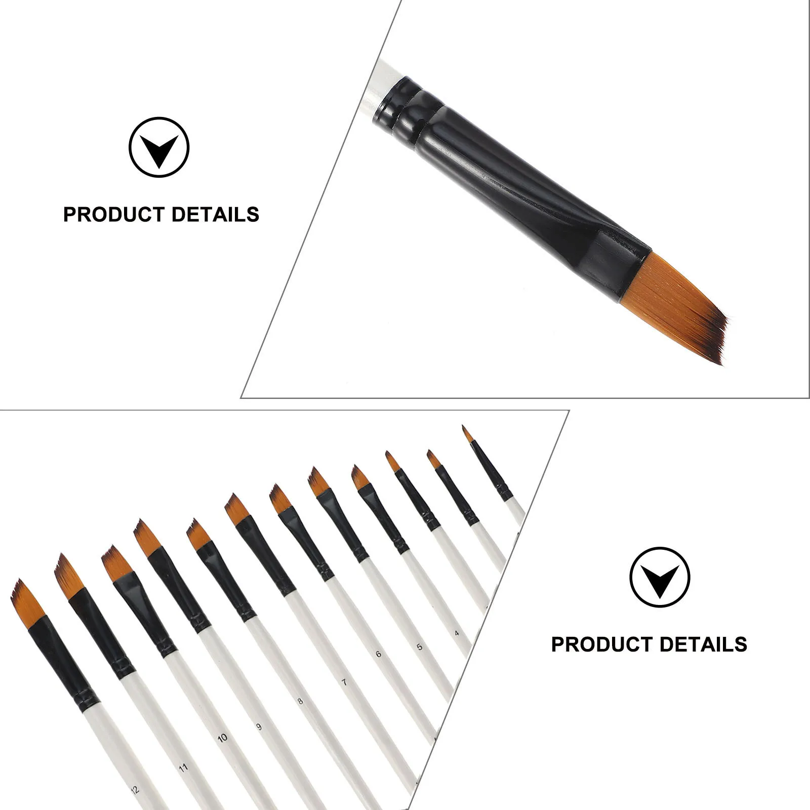 12Pcs Shell White Handle Paint Brushes Durable Wooden Basic Watercolor Oil Painting Drawing Craft Brush Set