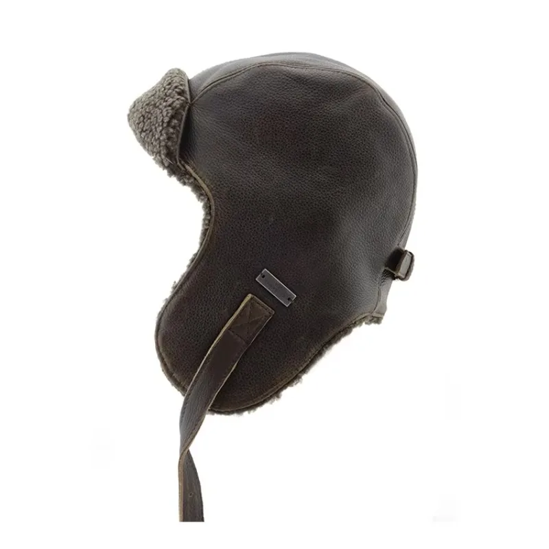 

Retro imitation old cowhide winter warm pilot hat unisex