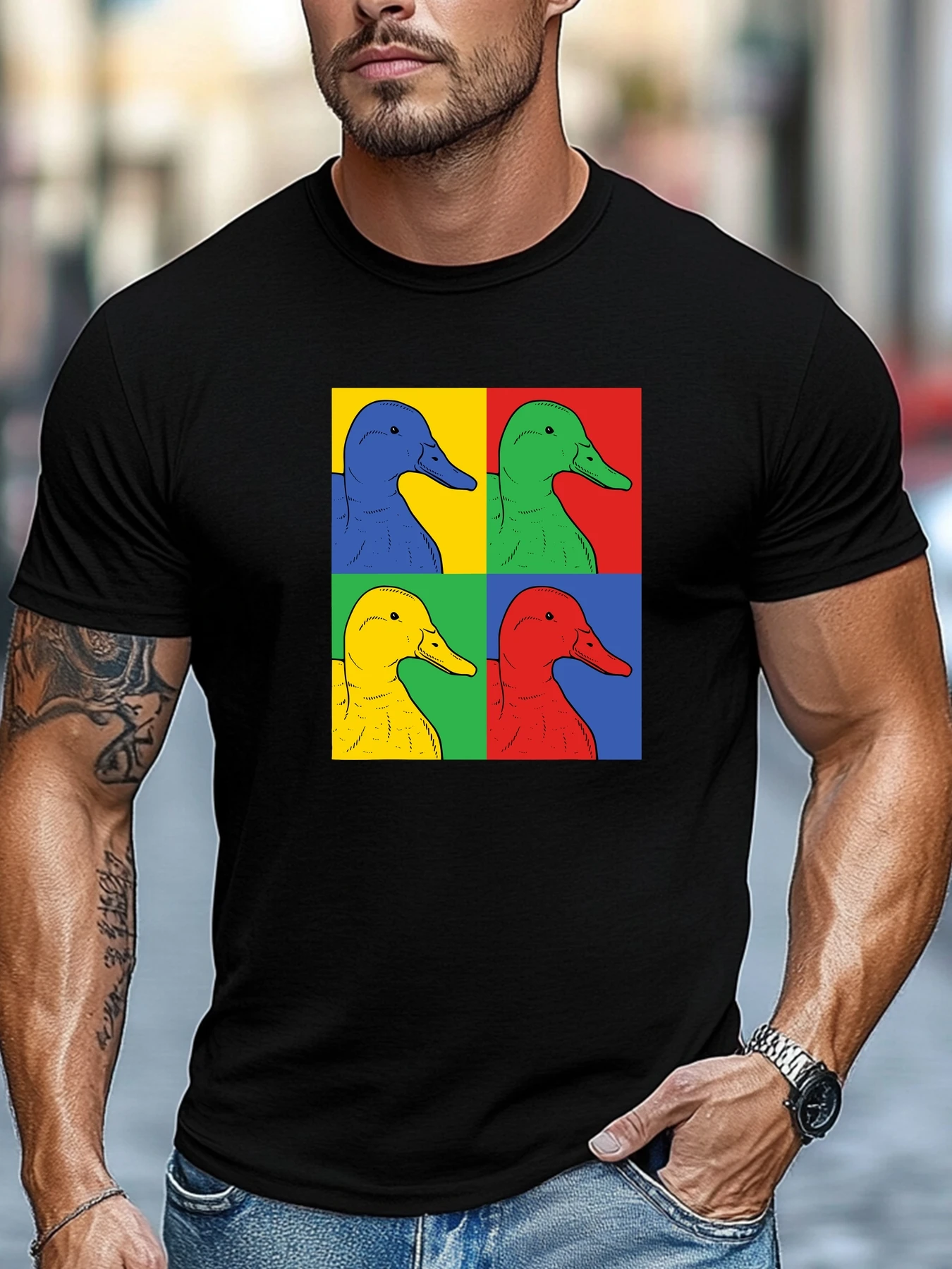 

Men's short sleeve t-shirts Duck Print Pattern Summer T-Shirt Daily Tops