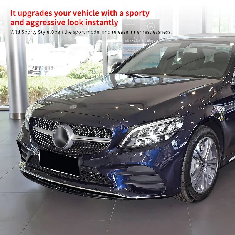 

Car Front Bumper Splitter Lip Body Kit Spoiler Chin Plate Carbon Fiber Accessories For Mercedes Benz C-Class C260 C300 2019-2021