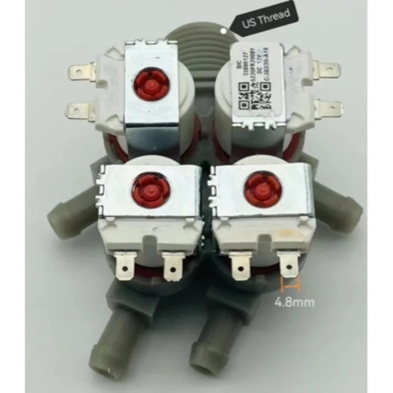 

5220FR2008Y Water Inlet Valve DC12V - 4-Port Outlet for Washing Machine, US NPT Thread