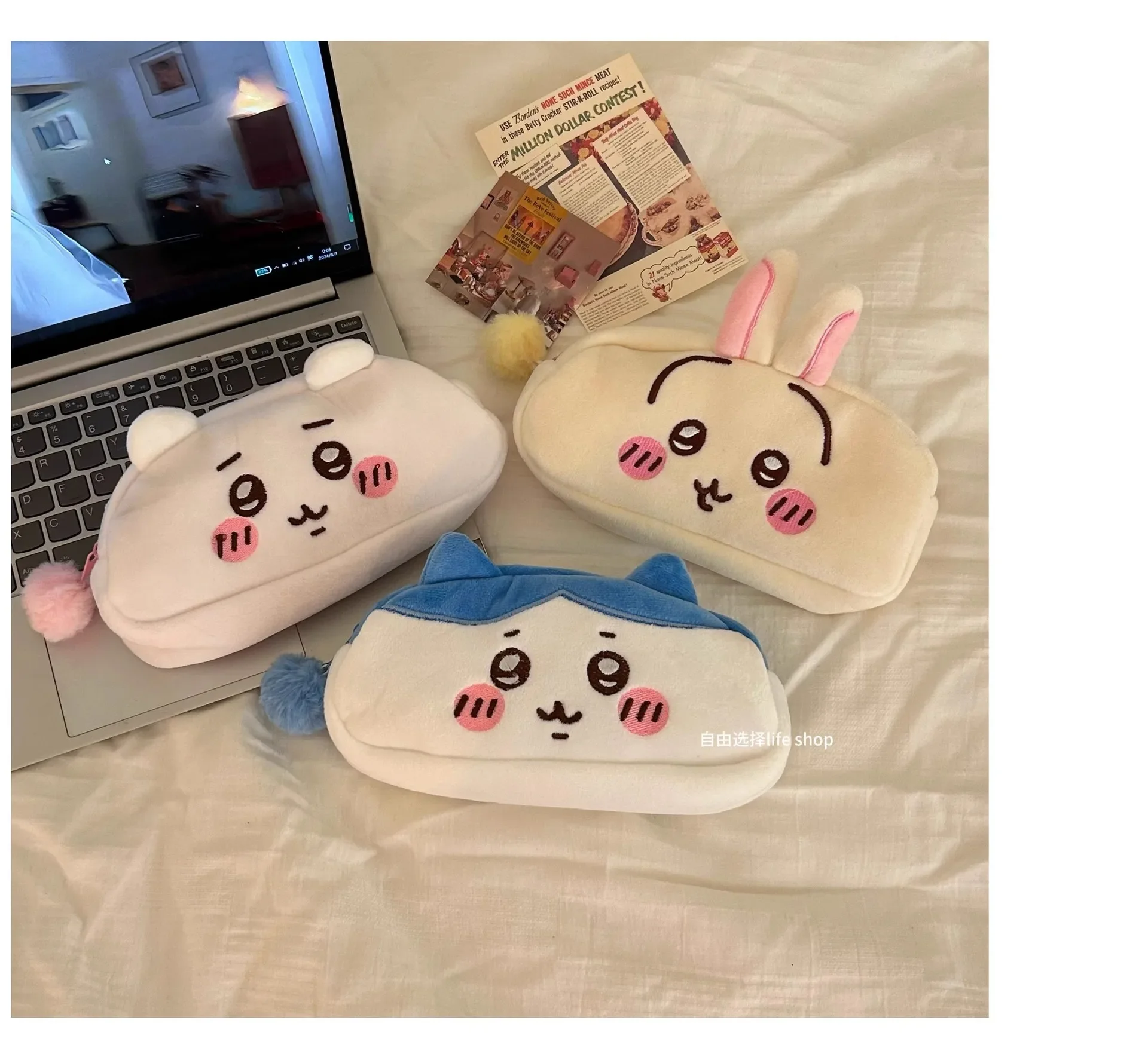 Kawaii Jiyi Plüsch-Federmäppchen Hachiware Usagi Federmäppchen Japanisches Niedliches Plüsch-Schreibwaren-Etui Große Kapazität Schüler-Schreibwarenbox – Detail 4