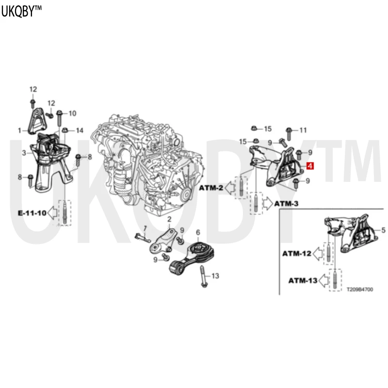 Transmission front rubber support (AT) 50850T20A11