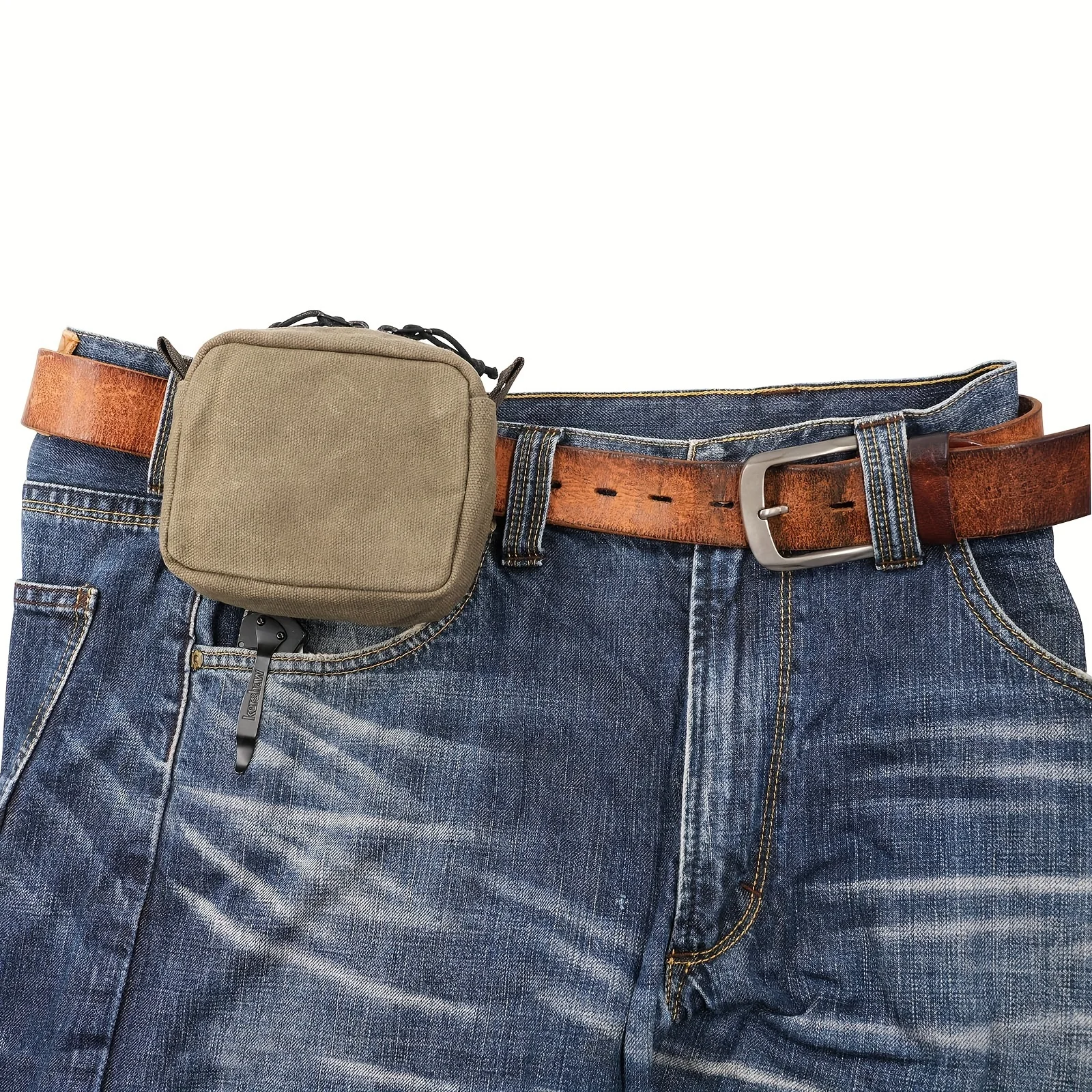 Belt Pouch for Men Women YKK Zippers EDC Pouch, Belt Bag Waist Pack for Hiking, Water Resistant, Waxed Canvas