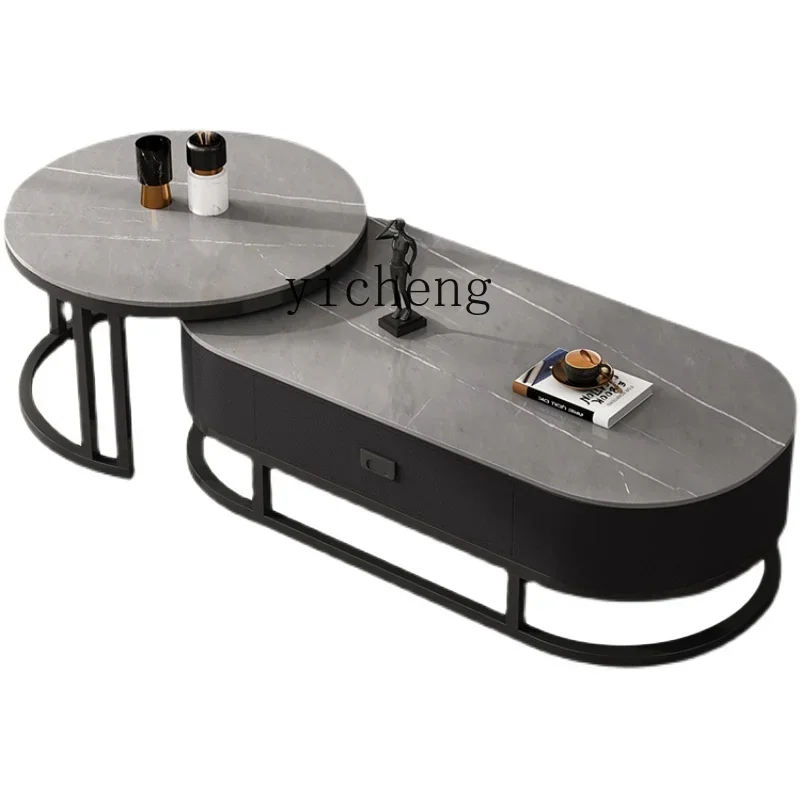 

TQH rock slab coffee table light luxury simple modern small coffee table combination household living room balcony small