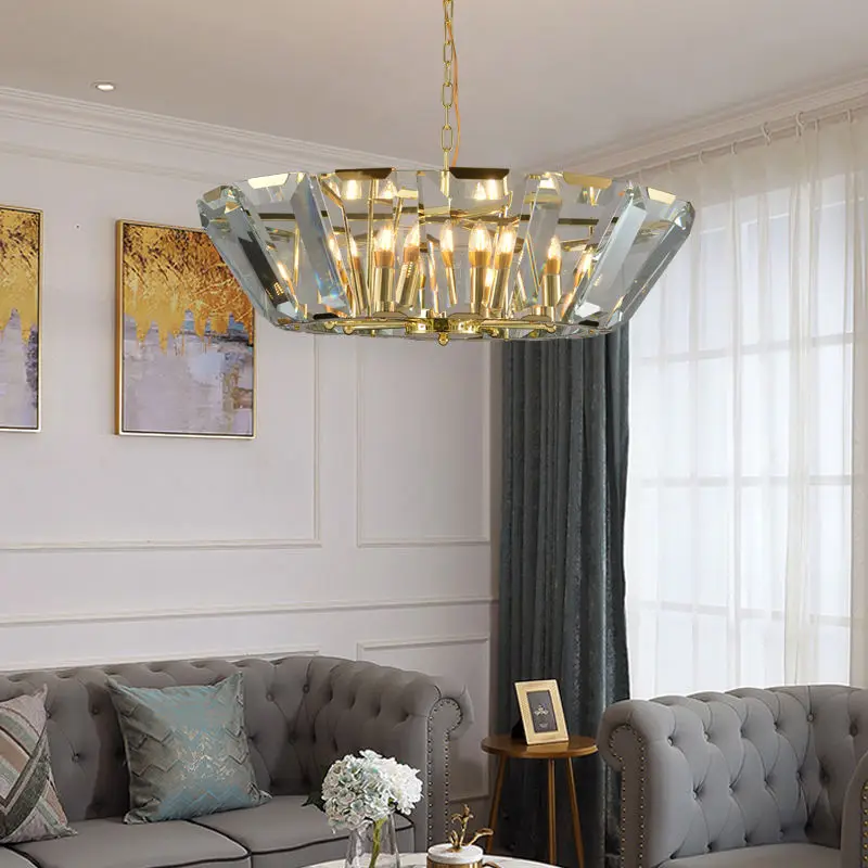 

Modern Nordic Design Luxury K9 Crystal Chain Chandelier Restaurant Living Room Hotel Chandelier