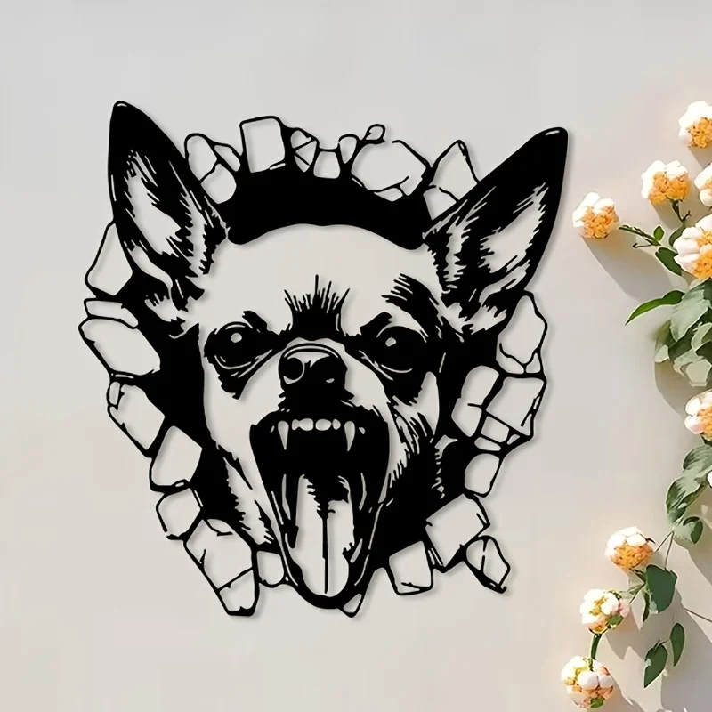Vintage Terrier Metal Wall Art Iron Dog Sculpture Living Room Garden Fence Hanging Mural Christmas Halloween Pet Lover Gift