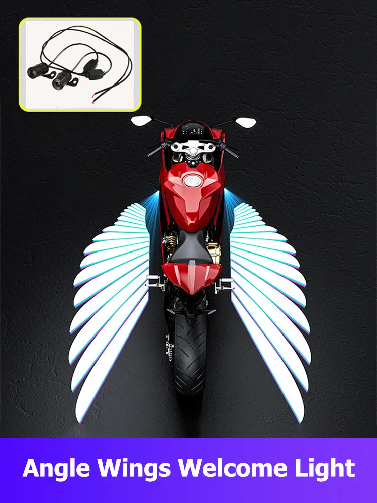 2 Stuks Motorfiets Led Onderlichaam Licht Projector Ghost Engel Wings Laser Licht Lamp Auto Motorfiets Accessoires 72Cm