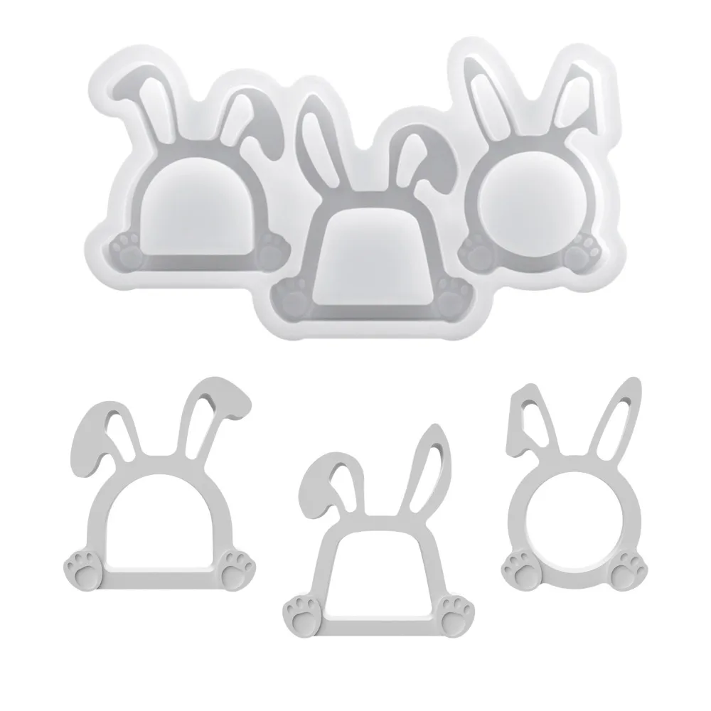 

New 3-cavity Easter Bunny Silicone Mold Irregular Shape Reusable Plaster Mold DIY Handmade Resin Mold Home Decor