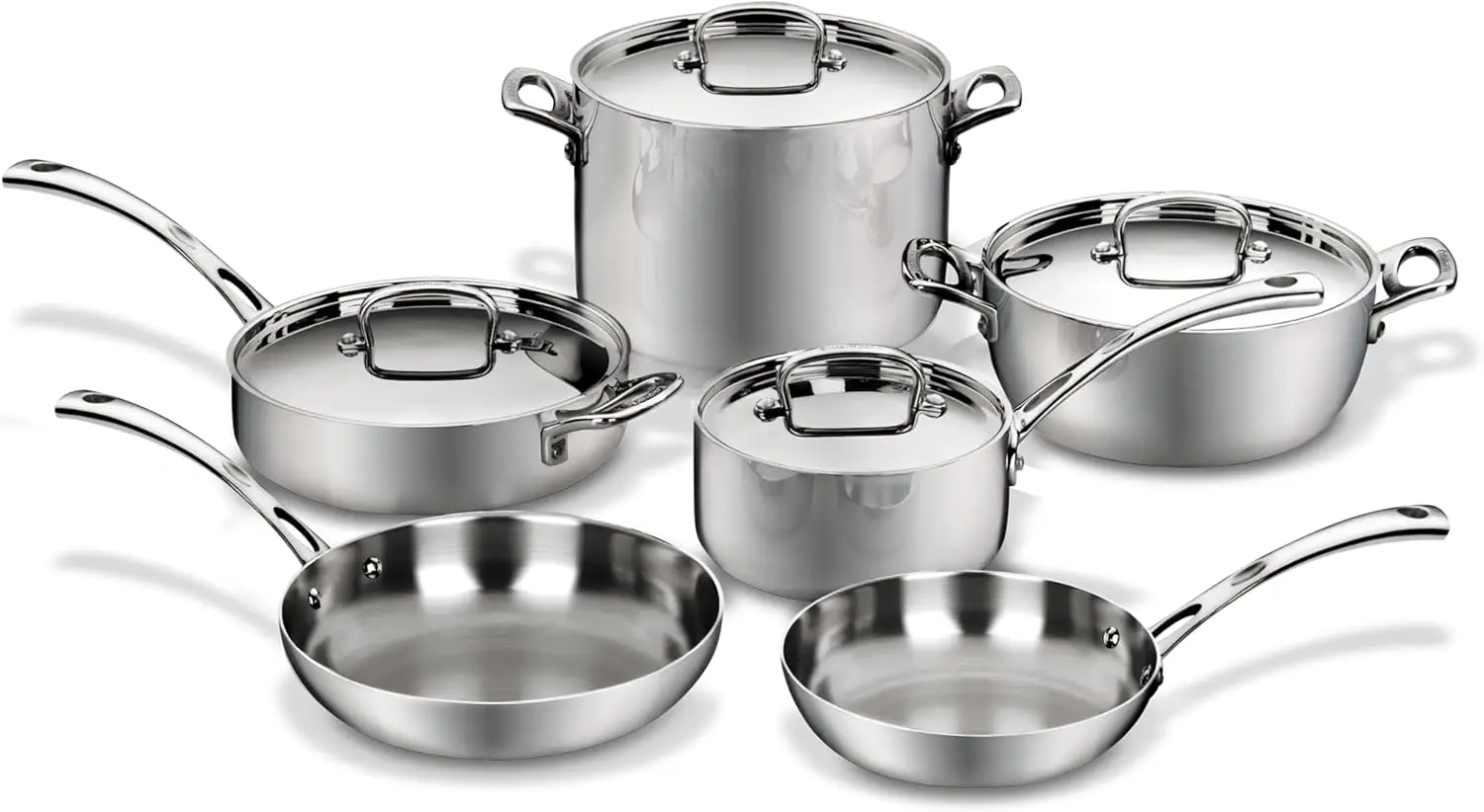 French Classic Tri-Ply Stainless 10-Piece Cookware Set, Silver